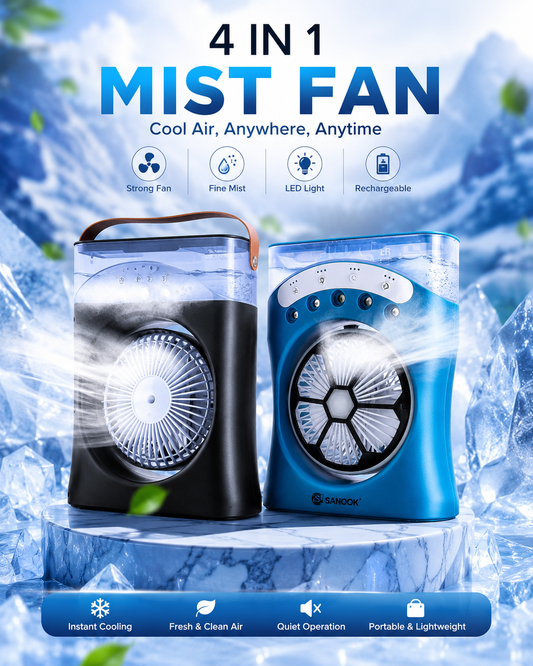 Mini Portable 4-in-1 Rechargeable Mist Fan Air Cooler