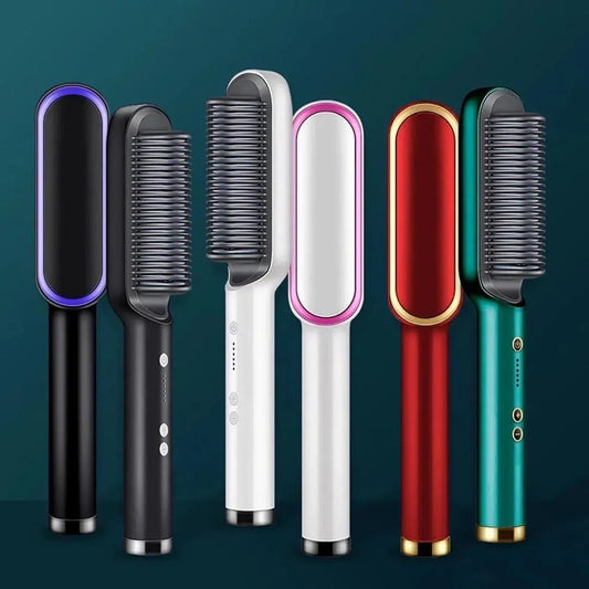 Salon Hair Straightener Brush Multicolor ABS Ceramic Coated