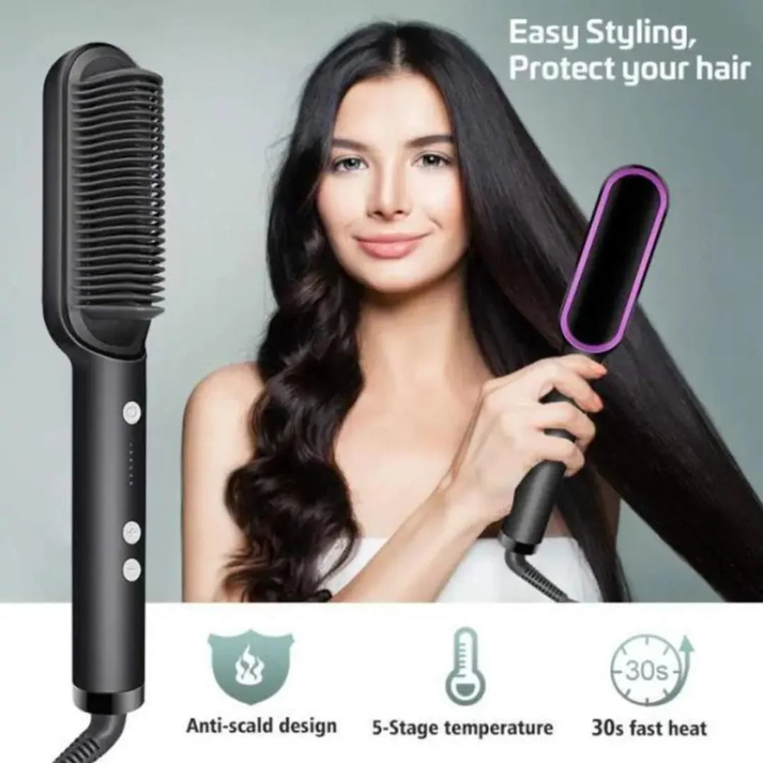 Salon Hair Straightener Brush Multicolor ABS Ceramic Coated