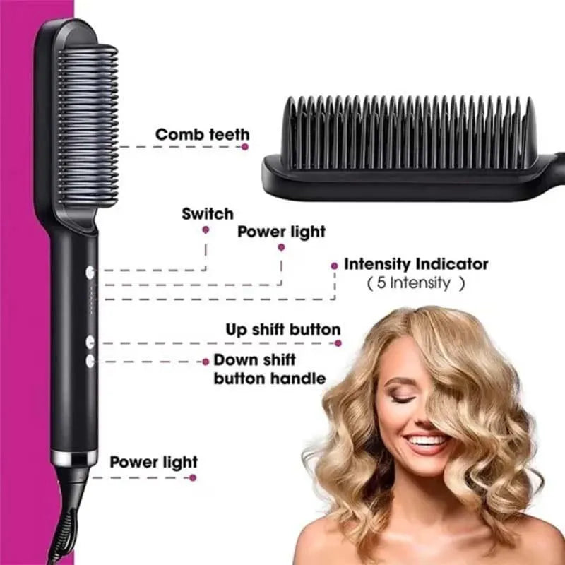 Salon Hair Straightener Brush Multicolor ABS Ceramic Coated