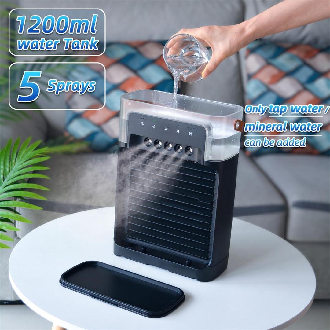 Mini Air Cooler Remote Control Black ABS
