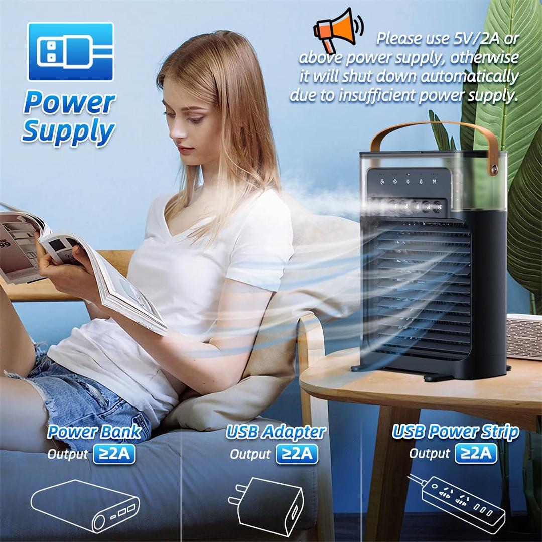 Mini Air Cooler Remote Control Black ABS