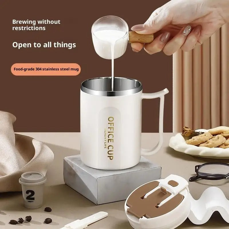 Double Wall Thermal Stainless Steel Coffee Mug with Spoon 304 Steel Cold Water Drink Tumbler Tea Milk Cup for Hot Cold Beverages