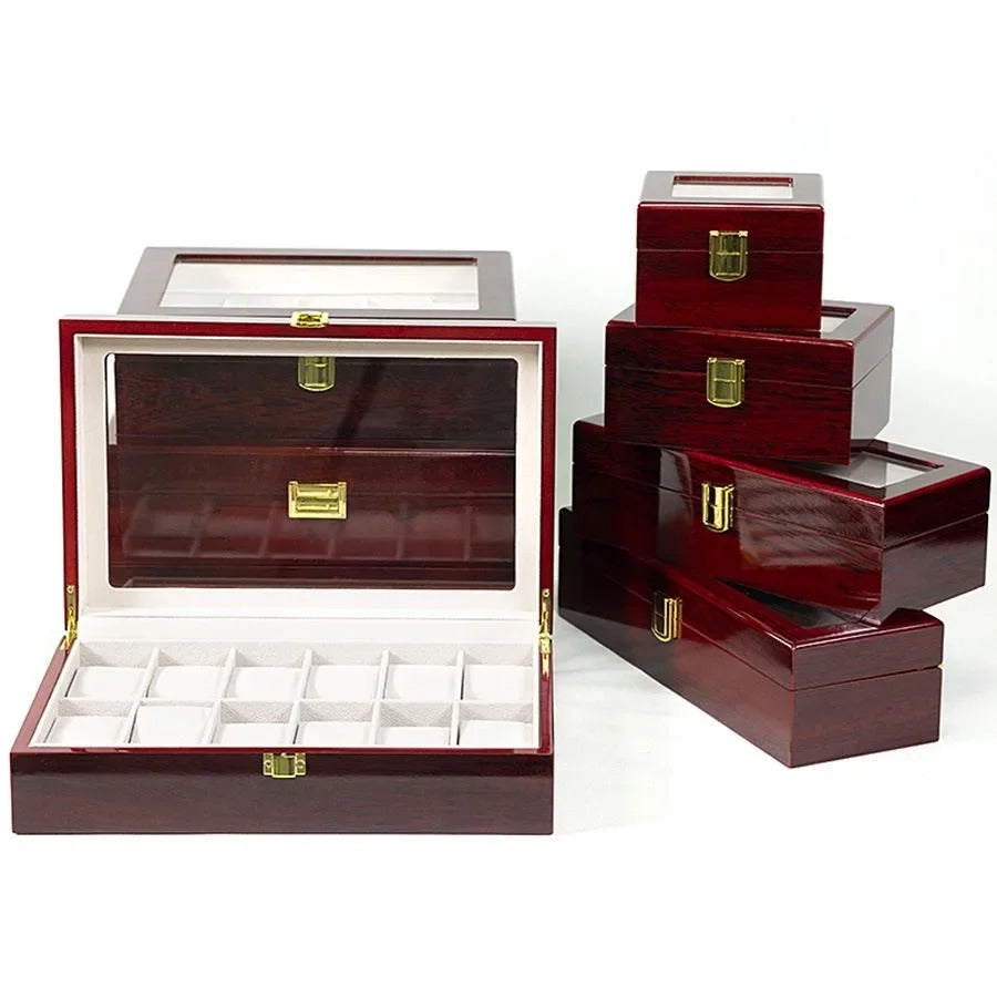 Wooden Watch Box Eco-Friendly Watch Storage Case with 1/2/3/5/6/10/12 Slots Travel Organizer for Men Watch Gift Box